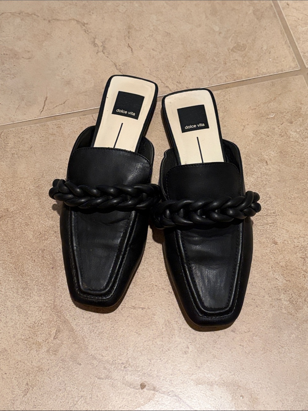 Dolce Vita Black Braided Slip-On Mules